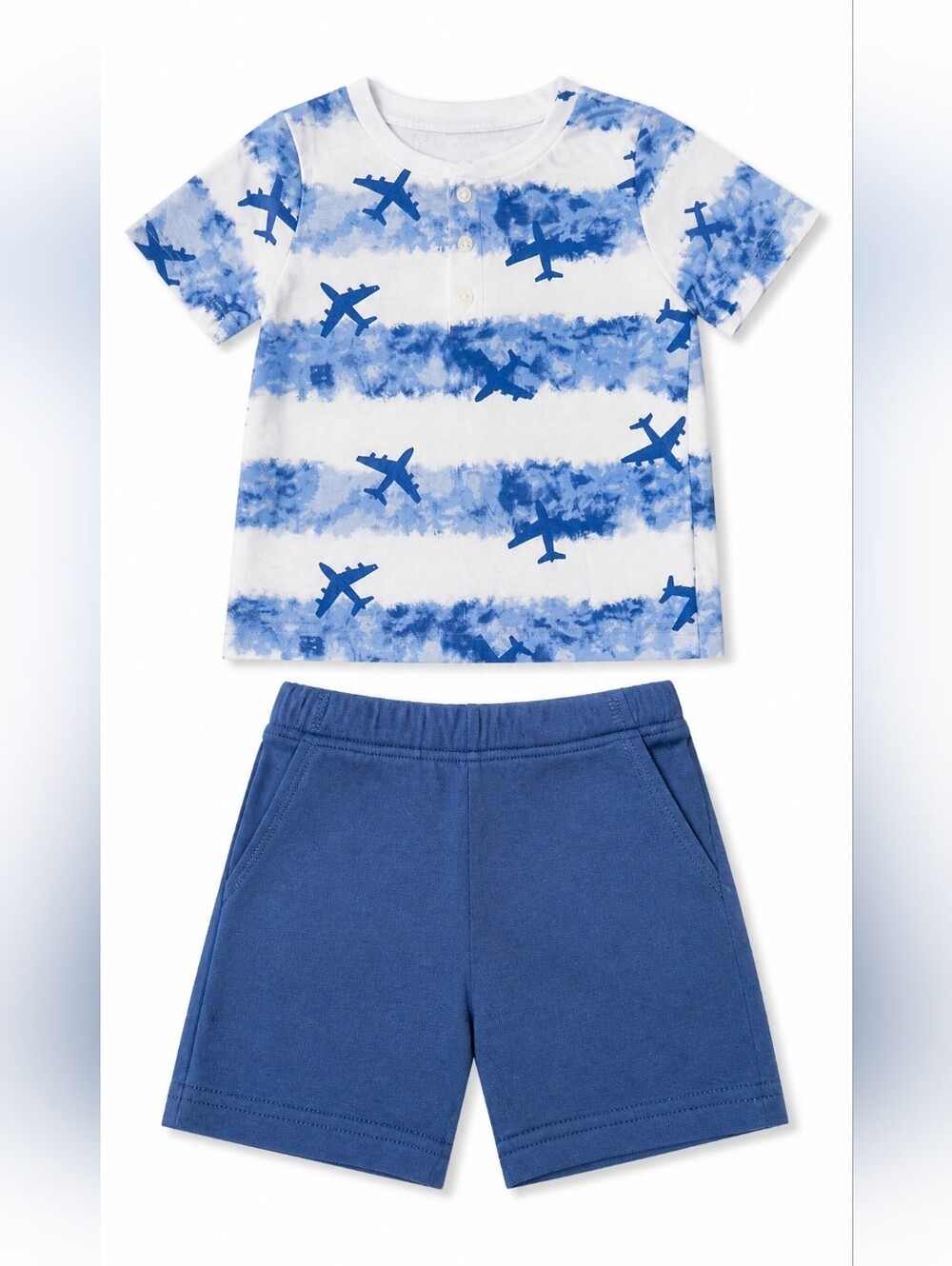 Carter's Blue and White Airplane Stripe Kids Matching Set